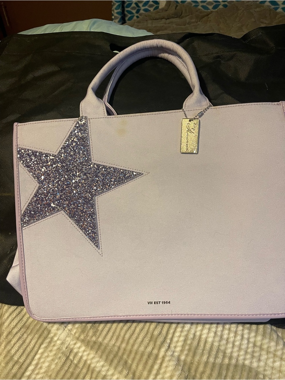 Vintage Havana lilac Tote with Glitter Star Accent